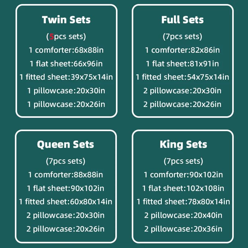 EasYum 7Piece Bedding Set Comforter Quilt Sheet Pillowcases