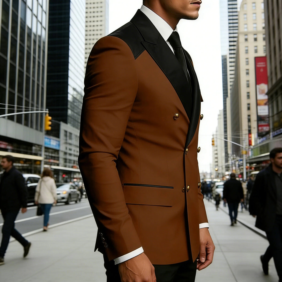 Men's Double Breasted Blazer Slim Fit Contrast Color Suit Jacket Business Casual Formal Wear for Wedding Prom Party Sport Coats