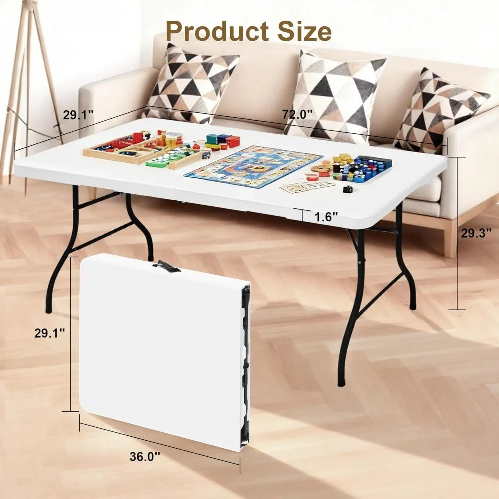 Heavy Duty 6ft Foldable Utility Table Indoor Outdoor Camping Picnic Party with Handle