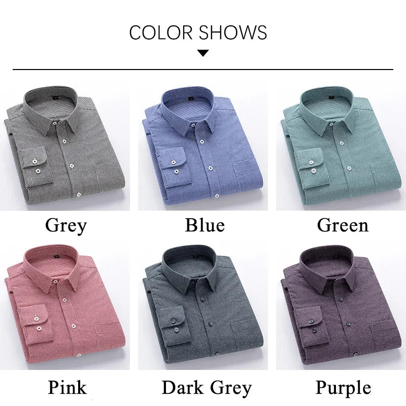 BROWON Men Premium Plaid Cotton Business Shirt