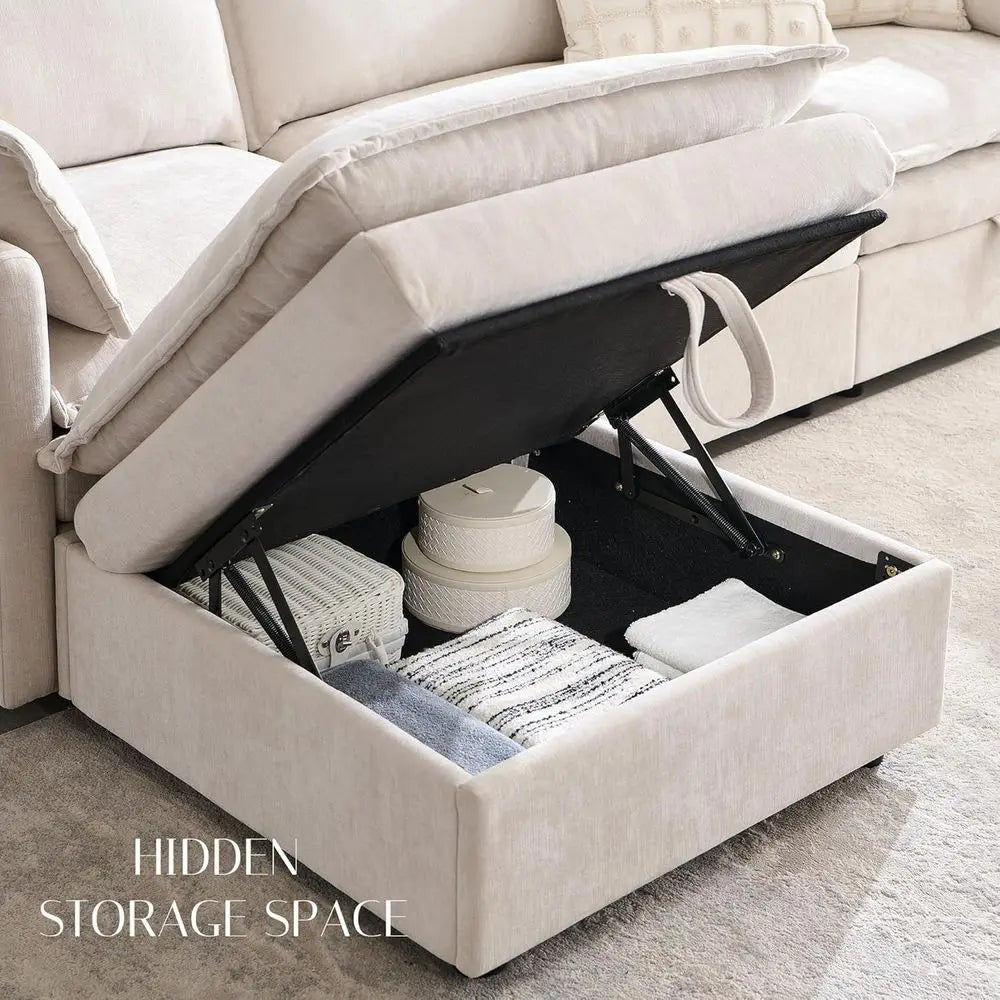Cloud Couch U-Shape Sectional Sofa With Storage Ottoman