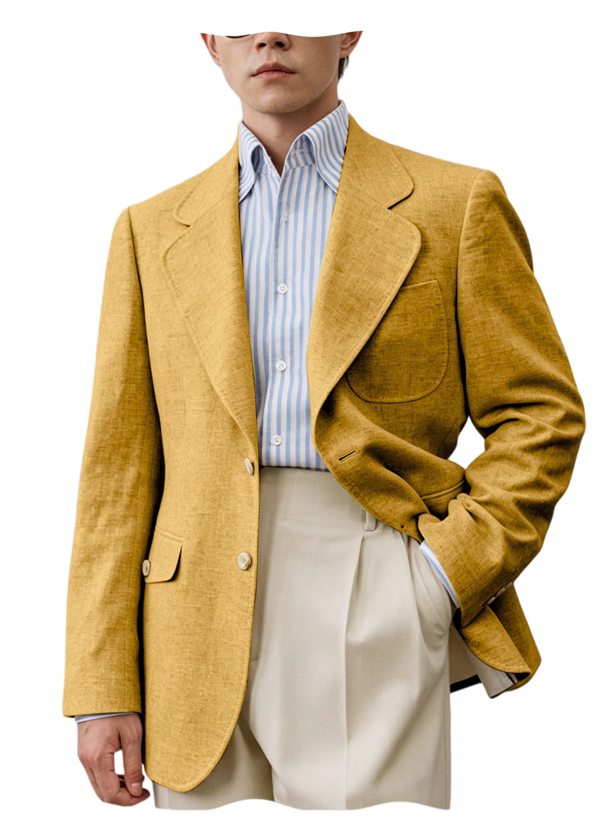 Men's Linen Blazer Casual Business Suit Jacket Single Breasted Notch Lapel Sport Coat Breathable Summer Wear for Wedding Party