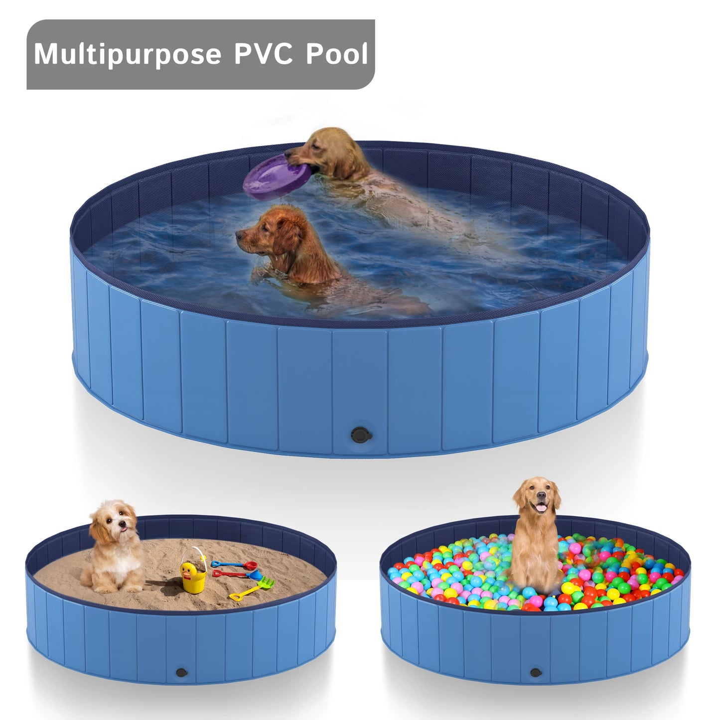 Foldable Portable Pet Pool With Anti-Slip Bath For Pets