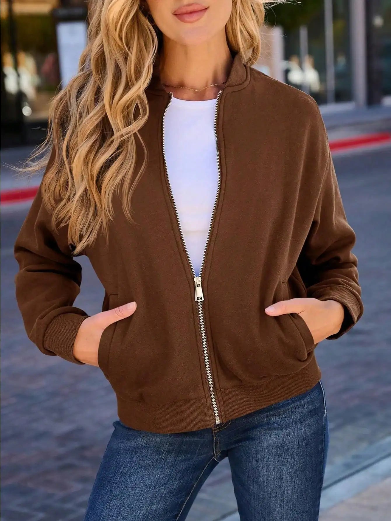 Quilted Zip Up Jacket For Women
