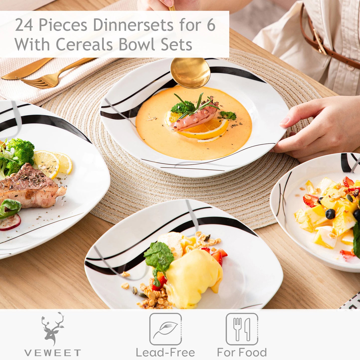 MALACASA Fiona Porcelain Dinnerware Set 18 36 Pieces