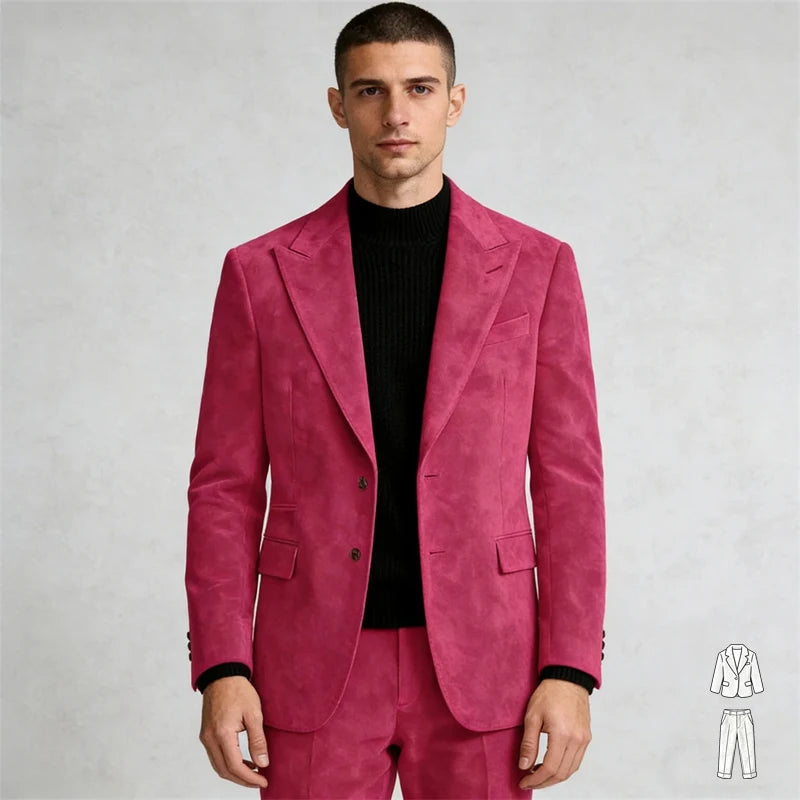 Xomoflag Men Two Piece Slim Fit Suits With Peak Lapel