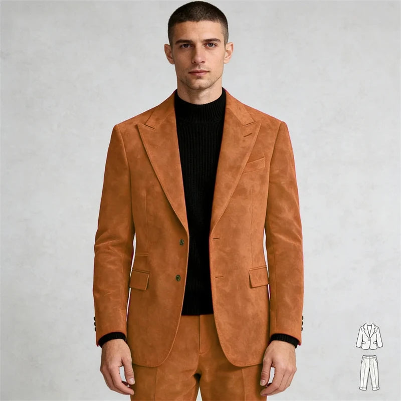 Xomoflag Men Two Piece Slim Fit Suits With Peak Lapel