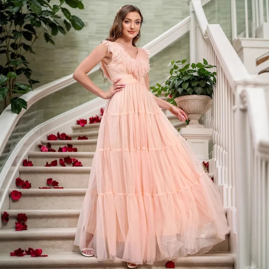 【New style】European and American   new dresses - women's dress open shoulder slim party wedding bridesmaid dress skirt