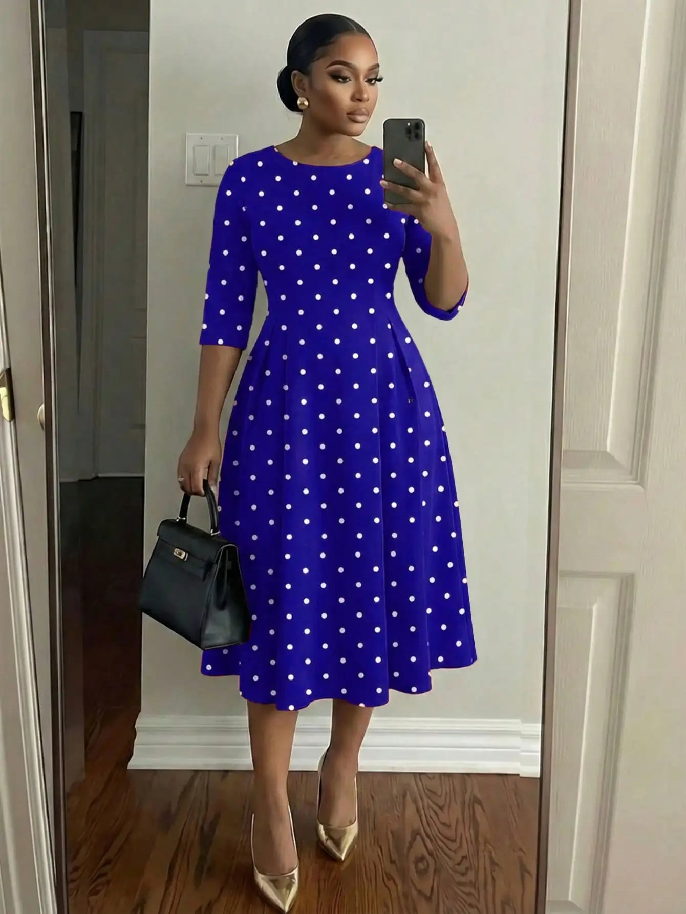 Elegant Color Block Striped Midi Dress Knee Length Black And Pink Women Spring Summer Outfit
