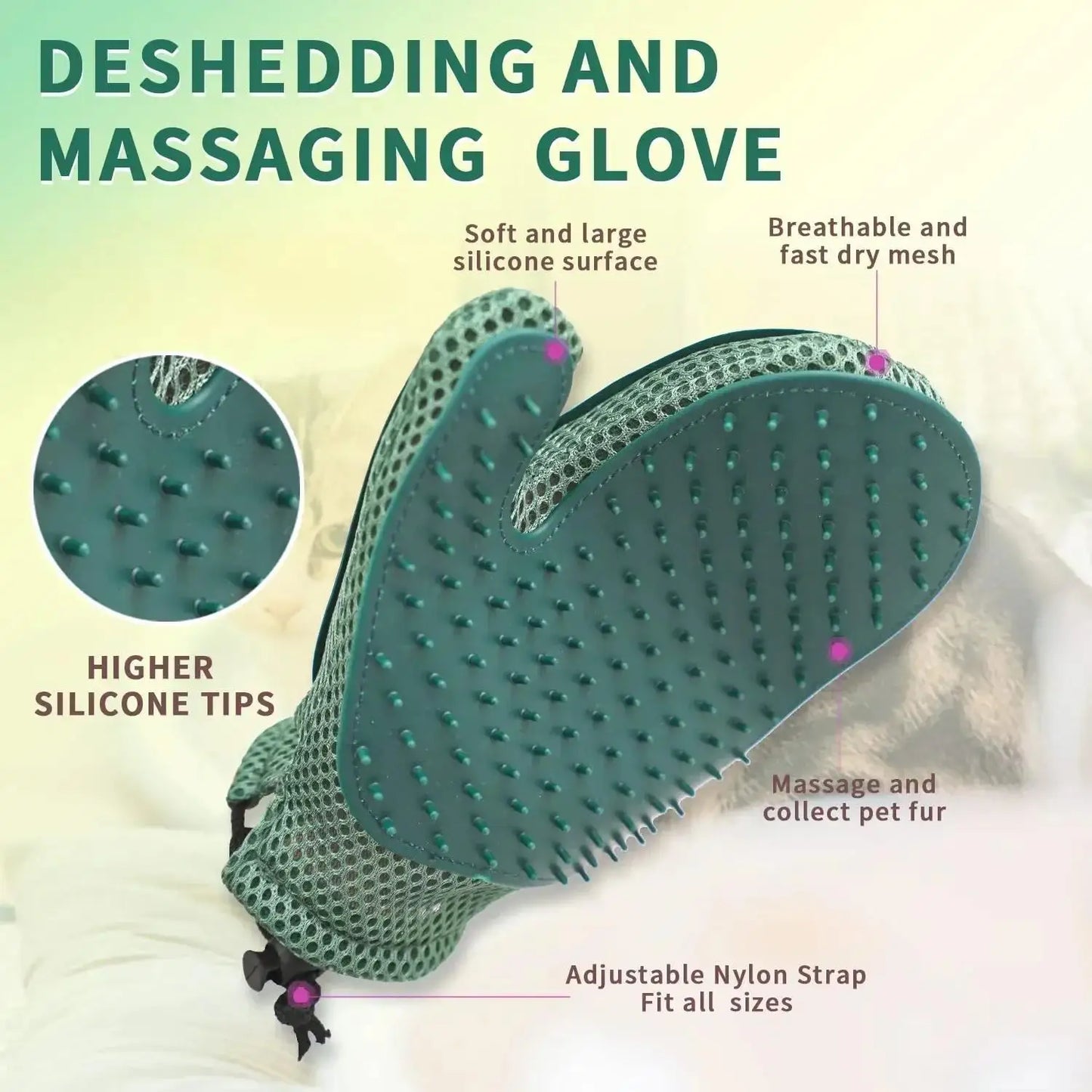 2-In-1 Cat Hair Glove And Pet Fur Remover Grooming Mitt