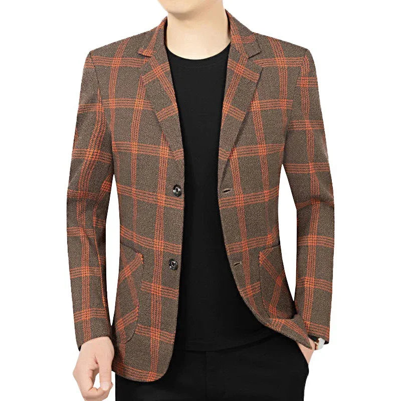 BROWON Brand Plaid Striped Business Blazers for Mens 2026 New Spring Autumn Fashion Casual Suit Jacket Men Interview Coat