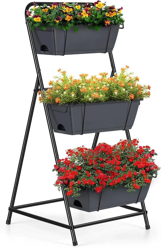 3-Tier Vertical Garden Planter With Drainage Holes And Removable Tray