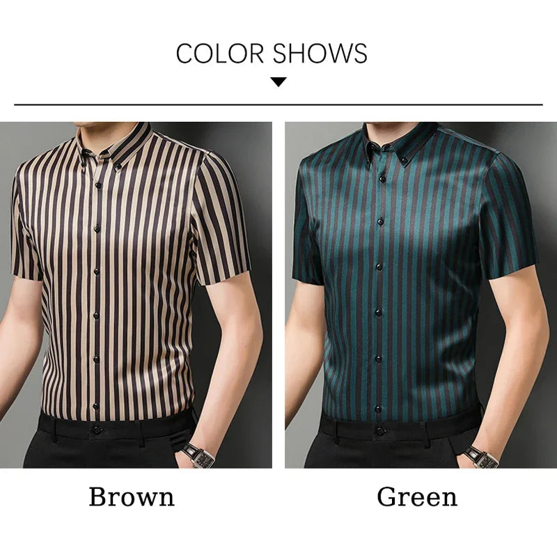 Browon Men Short Sleeve Button Down Shirt For Weddings