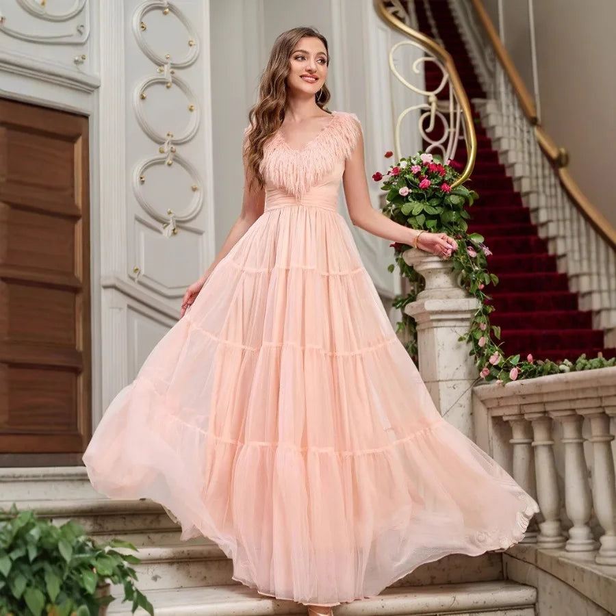 【New style】European and American   new dresses - women's dress open shoulder slim party wedding bridesmaid dress skirt