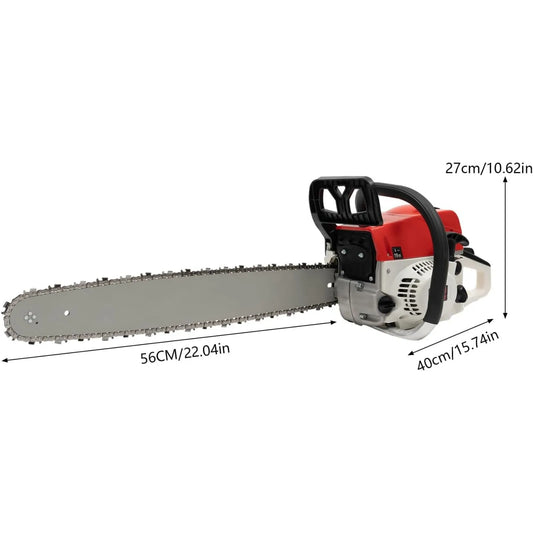 Chainsaw 22 Inch Gas Power,52CC 2-Stroke Gasoline Chainsaw,Portable Handed Petrol Woodcutting Gas Chain Saw for Cut Tree Wood