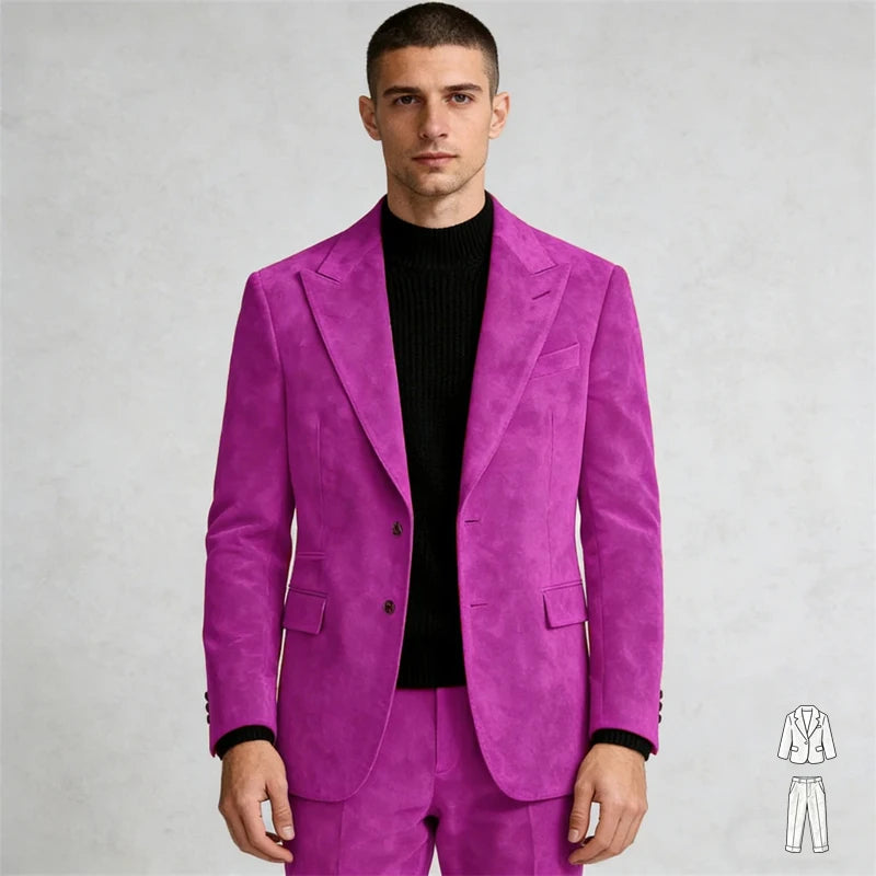 Xomoflag Men Two Piece Slim Fit Suits With Peak Lapel