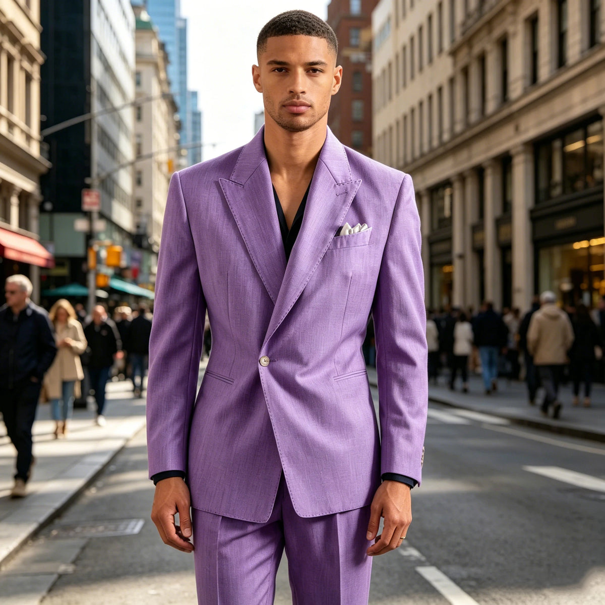Men's Lightweight Linen 2-Piece Suit Set Peak Lapel Single Button Blazer Trousers Slim Fit Formal Summer Wedding Business Casual