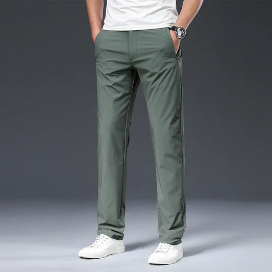 BROWON Men's Casual Nylon Straight Leg Smart Work Trousers