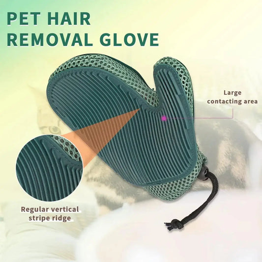 2-In-1 Cat Hair Glove And Pet Fur Remover Grooming Mitt