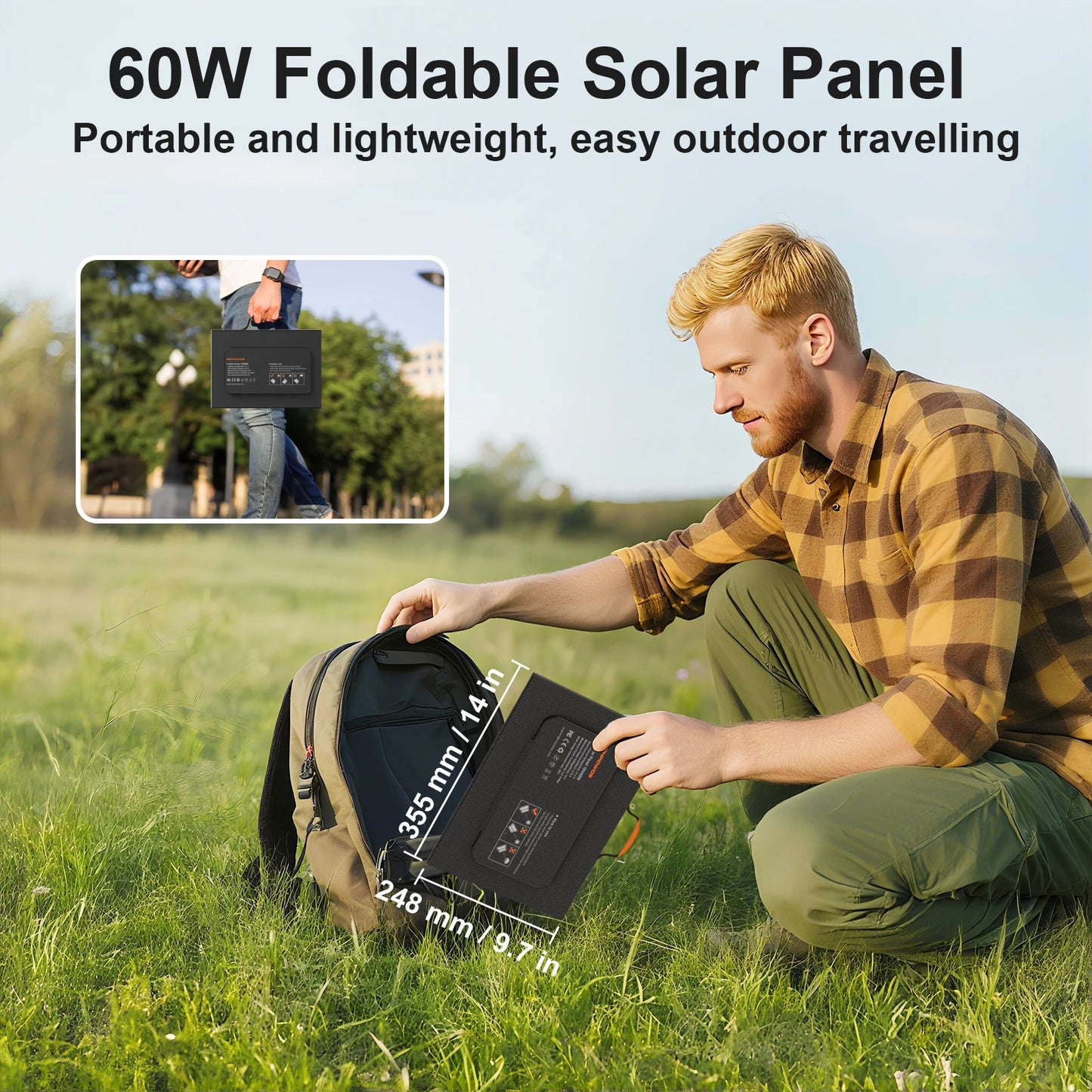 MHPOWOS Foldable 18V Solar Charger 60W 45W Portable Panel