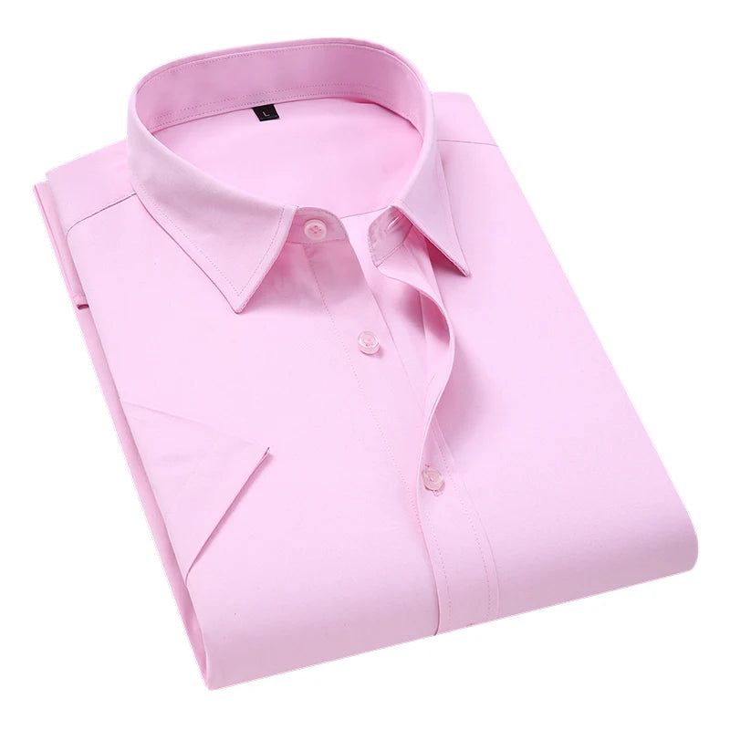 BROWON Mens Cotton Blend Short Sleeve Business Shirt