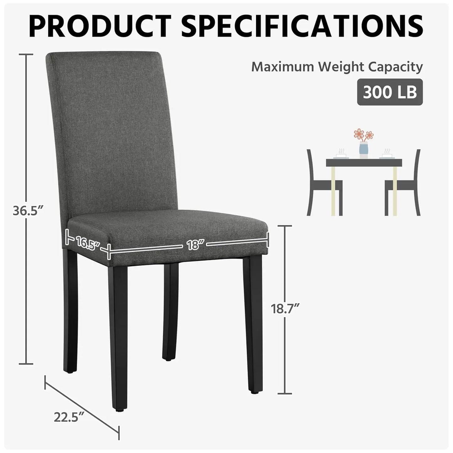 Parson Upholstered Dining Chairs Set of 4 with Wood Legs