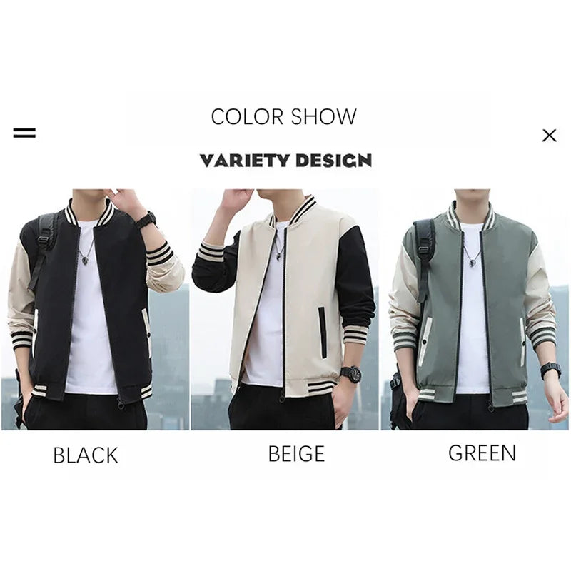 BROWON 2026 Autumn Winter Coats Men Jacket Fleece Lined Stand Collar Patchwork Baseball Jacket Men Casual Outwear Clothes Men