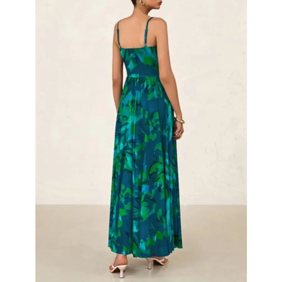 BTFBM Women Summer Floral Maxi Dresses Elegant Spaghetti Strap Dress Printed Party Dress Beach Long Dresses