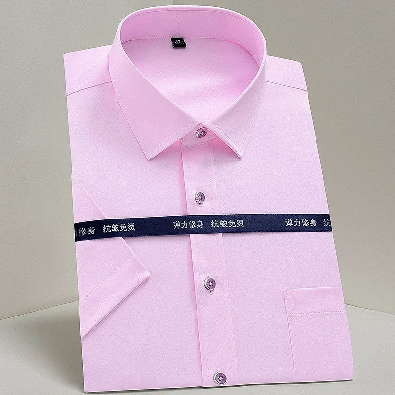 Browon Men Short Sleeve Oxford Formal Business Shirt
