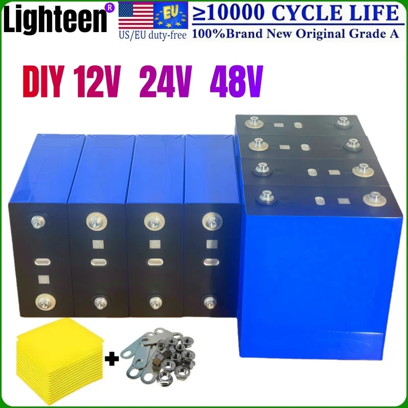 Grade A 3.2V 340AH  Lifepo4 Rechargeable Battery 10000 Cycles DIY 12V 24V 48V RV EV Boat Golf solar energy camping duty-free