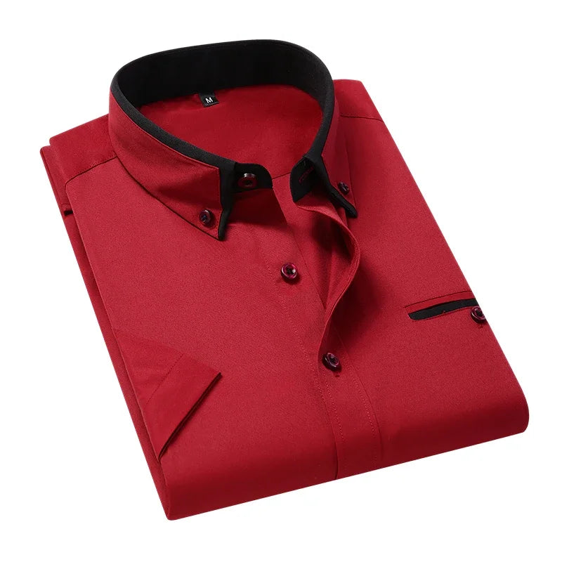 BROWON Mens Short Sleeve Summer Business Shirt Button Up Casual