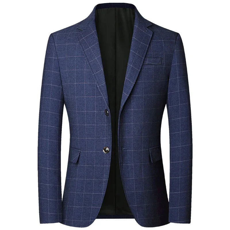 BROWON Brand Midlife Mans Blazers 2026 New Spring Autumn Plaid Design Casual Suit Men Classics Comfortable Suit Jacket Men
