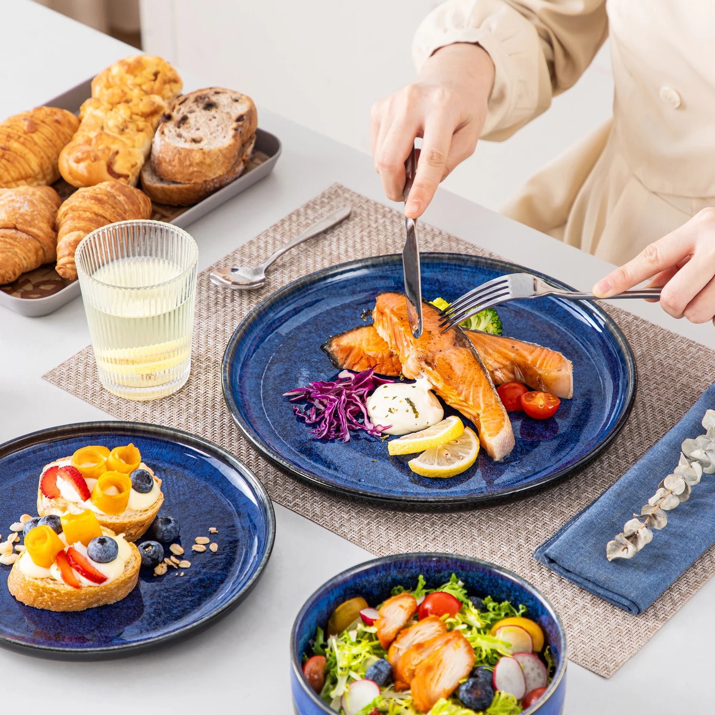 MALACASA Starry Reactive Glaze Stoneware Dinnerware Set