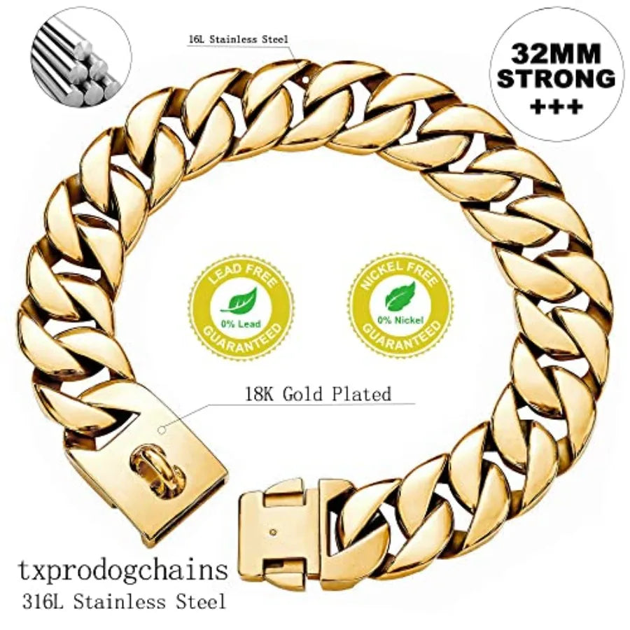 Cuban Link Dog Collar Durable Metal Buckle Premium