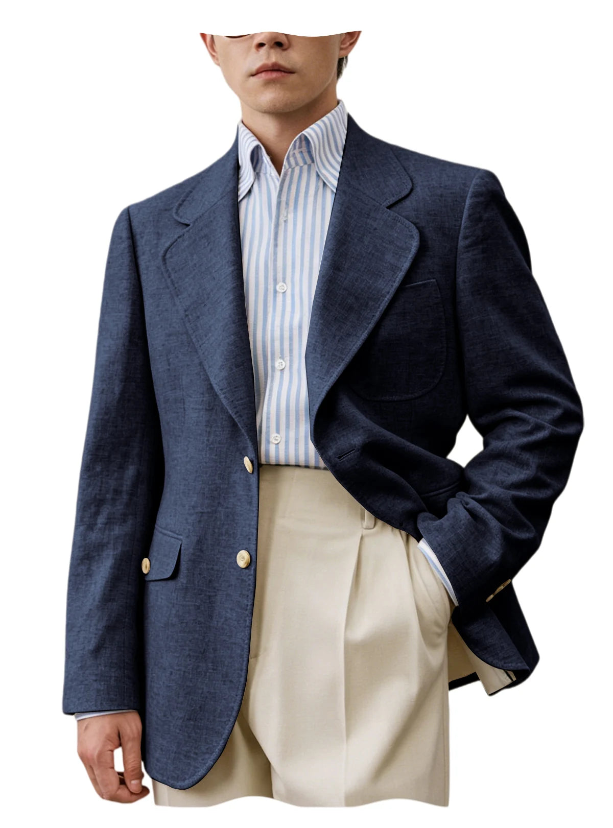 Men's Linen Blazer Casual Business Suit Jacket Single Breasted Notch Lapel Sport Coat Breathable Summer Wear for Wedding Party