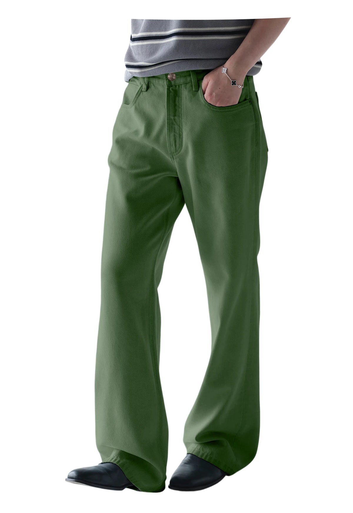 Men's Denim Straight Pants High Waist Pleated Casual Trousers Business Formal Breathable Loose Fit Wide Leg Suit Pants Summer