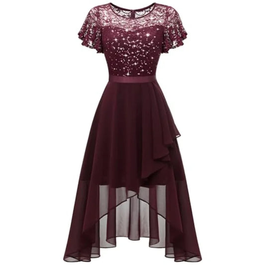 Wedtrend Women's Sparkly Sequin Dress Ruffle Formal Dresses Flutter Sleeve Wedding Guest Dress