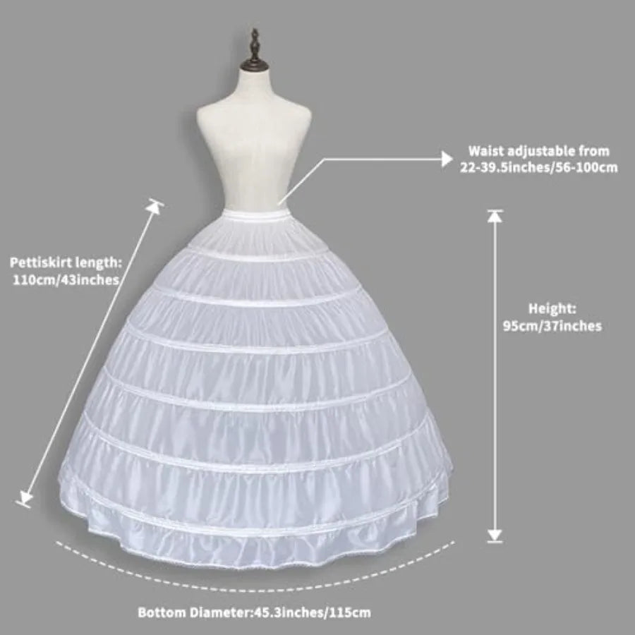 Women Crinoline Petticoat Full A-Line Slips Long Under for Wedding Bridal Dress Ball Gown