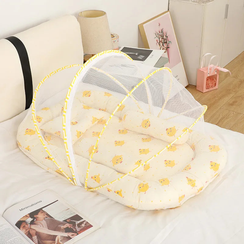Neonatal Sleeping Pad Bedding Set For Crib With Mosquito Net All Season