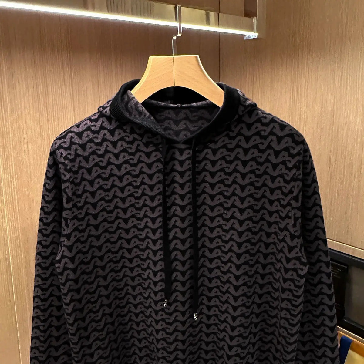 Men's Jacquard Knit Hooded Pullover Sweatshirt For Everyday Wear