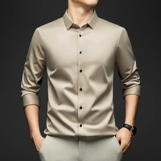 BROWON Mens Long Sleeve Formal Elegant Business Shirt