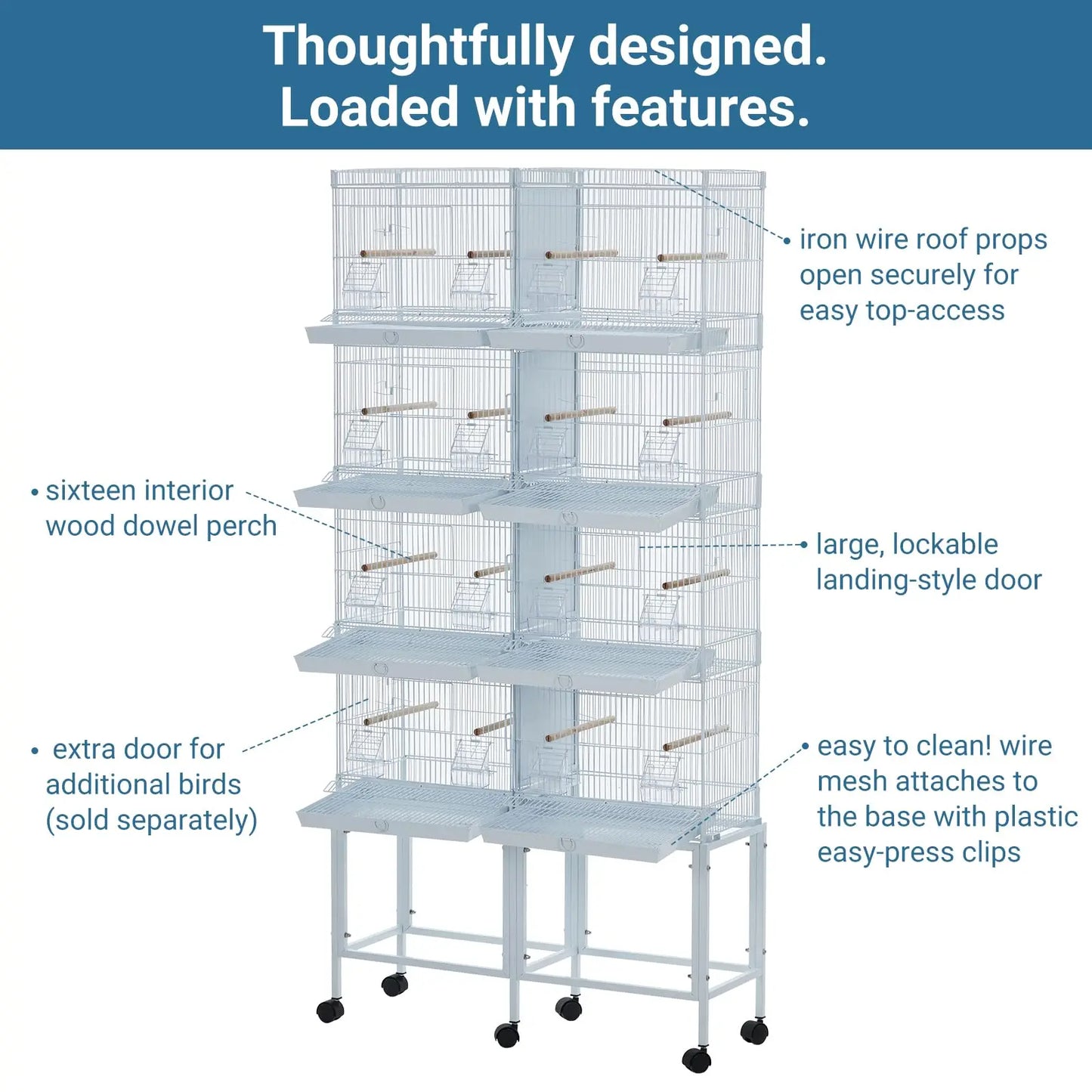 HiMISS 4-Tier Metal Bird Cage For Parrots And Birds