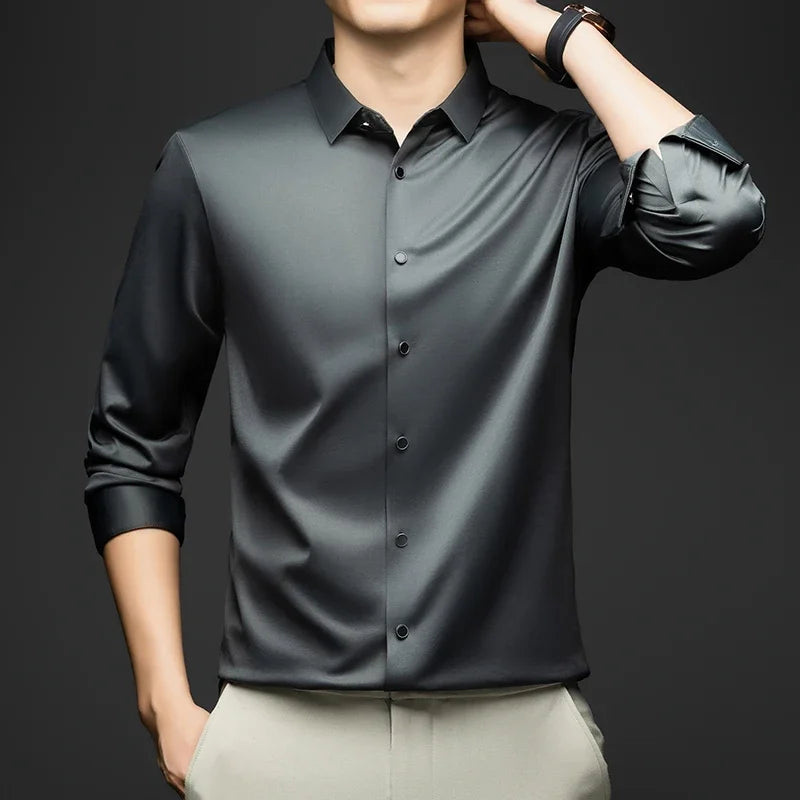BROWON Mens Long Sleeve Formal Elegant Business Shirt