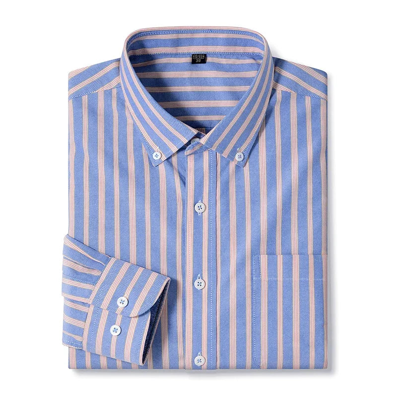 BROWON Brand 2026 Spring Long Sleeves Shirts Mens 100% Cotton Striped Business Shirts for Men Daily Formal Work Tops Man