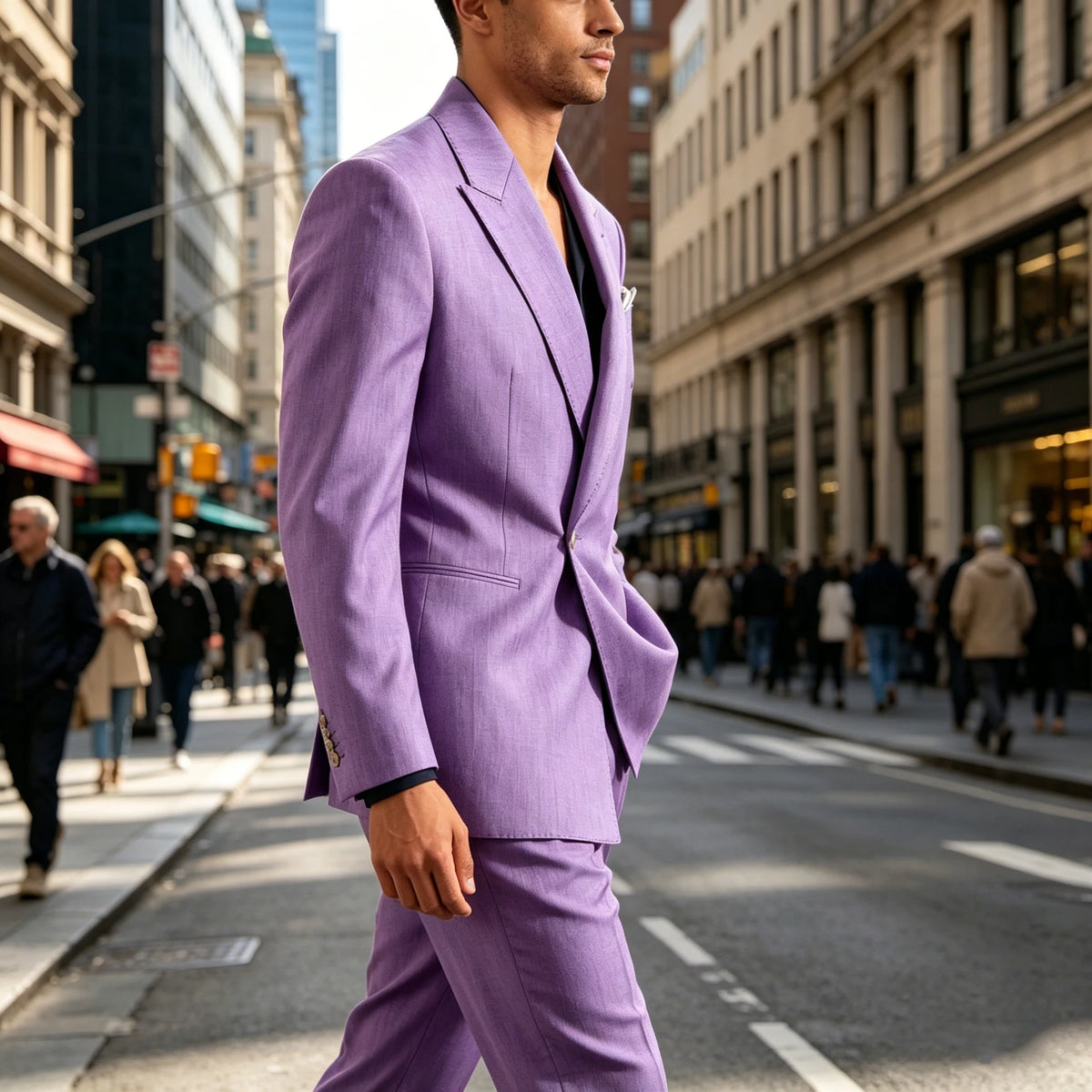 Men's Lightweight Linen 2-Piece Suit Set Peak Lapel Single Button Blazer Trousers Slim Fit Formal Summer Wedding Business Casual