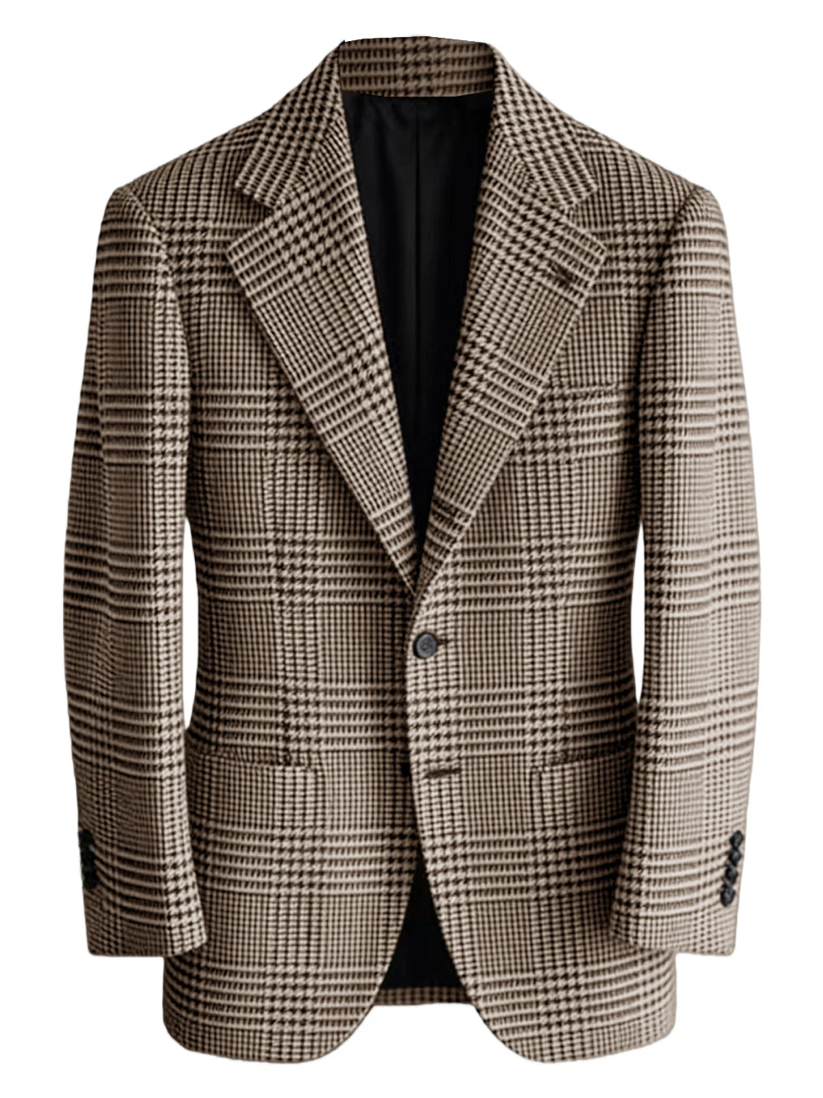 Mens Houndstooth Plaid Blazer Slim Fit Wool Blend Sport Coat Casual Two Button Notch Lapel Jacket Business Formal Tuxedo