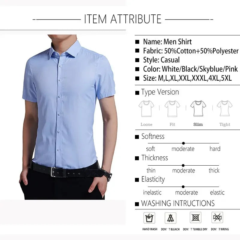 BROWON Quick Drying Men Business Casual Short Sleeve Shirt