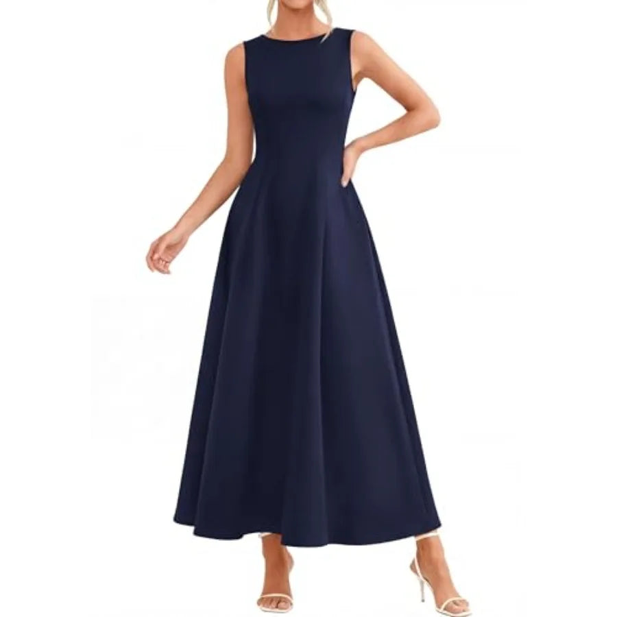 PRETTYGARDEN Women's Maxi Dress Summer Wedding Guest 2026 Spring A Line Long Tank Flowy Modest Sleeveless Cocktail Dresses