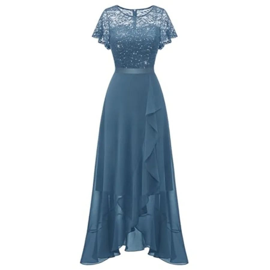 BeryLove Formal Dresses for Women 2026 Wedding Guest with Slit Cocktail Elegant Lace Long Prom Dress