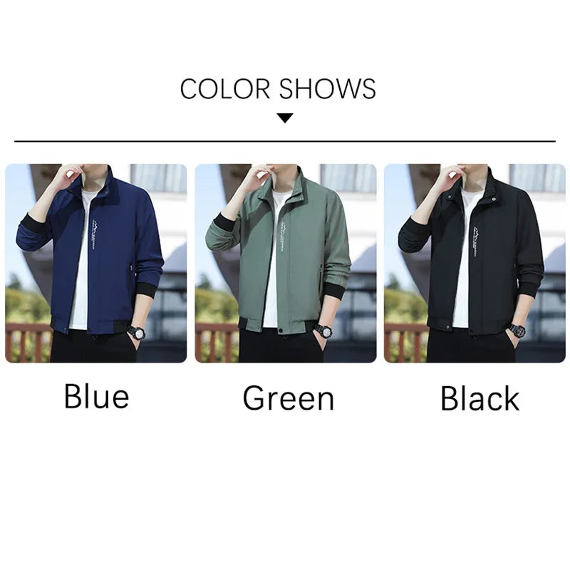 BROWON Brand Black Shuttle Jacket Man 2026 New Autumn Long Sleeve Casual Outdoors Zip Male Coat Stand Collar Oversize Man Tops